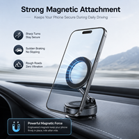 Support de téléphone magnétique pour voiture en alliage d'aluminium CNC et ABS, bras réglable, rotation à 360 degrés, base à ventouse antidérapante réutilisable