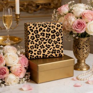 Gold Leopard Print Wrapping <b>Paper</b> Roll 1 Sq Ft Gift Wrap For Birthday Bachelorette Party Craft Use - Product Image 2