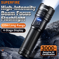 Lampe torche LED tactique à focalisation réglable, zoom rechargeable par USB, IP44, 530 lumens, portée du faisceau 300-400 m, mode SOS, CRI élevé 90
