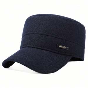 2025 New Arrival Warm Fleece Lining Winter <b>Flat</b> Top Baseball <b>Cap</b> Outdoor Travel Casual Thickened Captain for <b>Men</b> - Product Image 5
