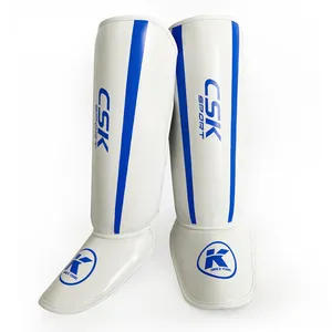 China other boxing products professional thai leather pad shin guards kick boxing mma production