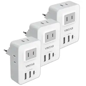 VINTAR Electrical Plug Socket 7 in 1 European Travel Plug Adapter Canada to Europe Plug Adapter