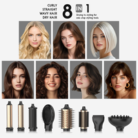 Styler capillaire 8 en 1, 110000 tr/min, BLDC, pliable, sèche-cheveux haute vitesse, brosse auto-bouclante avec 8 accessoires