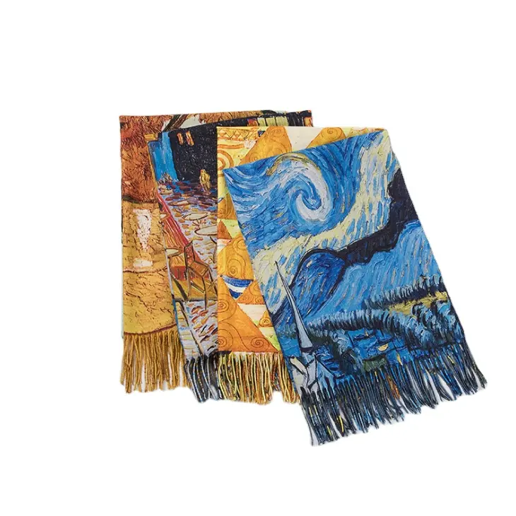 Winter New Arrived New oil painting vase printing Jacquard Scarf women's Pashmina Warm Thick Shawls Scarfs