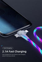 Cable USB 3 en 1 con Luz LED, 1M 2M, Carga Rápida, Cable Fluorescente, Transferencia de Datos, Carga e Impresión para iPhone y Android