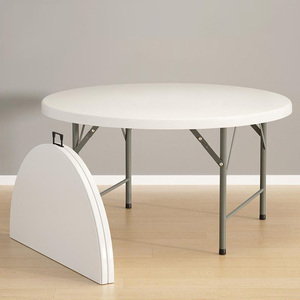 Factory Direct OEM ODM 48inch Round Folding Plastic <b>Table</b>, Portable Outdoor Banquet <b>Table</b> for Patio, <b>BBQ</b>, Party, Camping, Event - Product Image 1