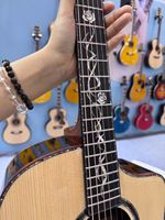 Luxury All Solid Guitar Acoustic | Spruce & Rosewood, Auto-Lock Tuners, Ebony Fretboard, Armrest, Anti-Oxidation Coated Strings