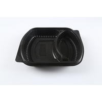 Boîte à lunch noire de qualité alimentaire en plastique PP blister à 2 compartiments avec couvercle en PET pour récipient à emporter
