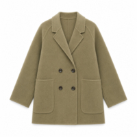 Nouveau Manteau en Laine Double Boutonnage Ample pour Femme Automne-Hiver, Style Commuter, Personnalisable, Fabriqué en Usine, Écologique et Coupe-Vent