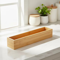 Boîtes de rangement pour tiroirs en bambou combinables en gros, ensemble d'organisateurs multi-usages, plateau à couverts rectangulaire pour cuisine et bureau