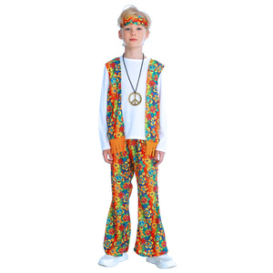 Ensemble de costumes hippies pour enfants, tenue imprimée avec signe de paix, vêtements de scène, style européen et américain - Product Image 2