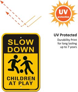 Letreros de aluminio sin óxido de 18x12 para niños en juego, letreros de patio de seguridad de precaución de calle de <span class=keywords><strong>vecindario</strong></span> con protección UV - Product Image 5