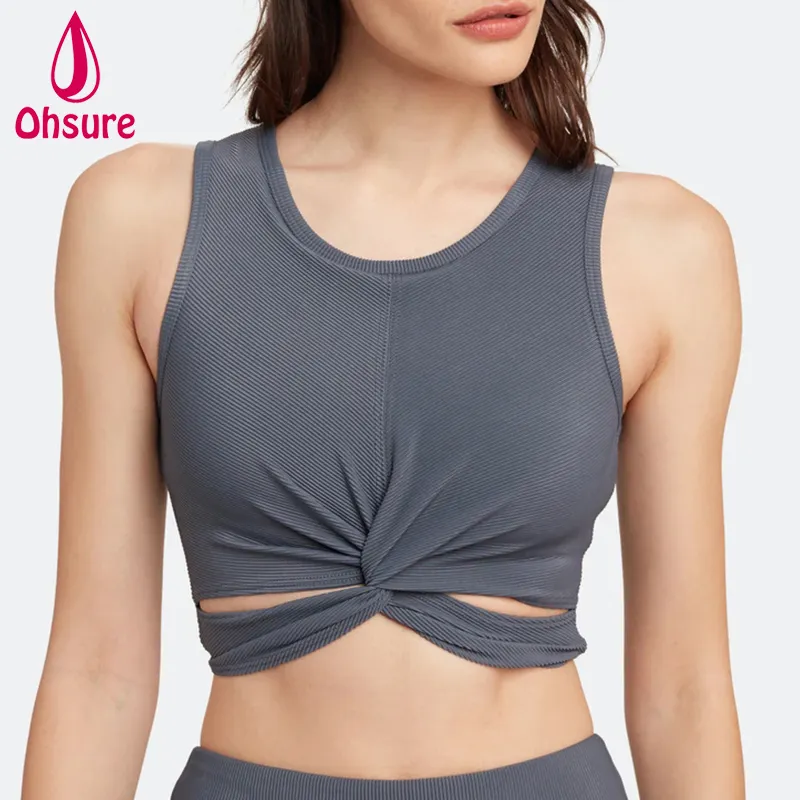 Bán Buôn Phụ Nữ Của Activewear Thể Thao Crop Tank Top Tập Thể Dục Tập Thể Dục Nhãn Hiệu Riêng Cô Gái Giản Dị Dệt Kim Tank Tops Thường Xuyên