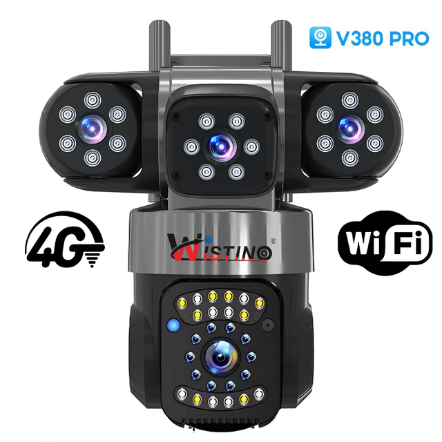 Wistino Home Security Farm 4G CCTV Camera V380 Triple Lens 360 Degree Rotation Detection Patrol Wifi 4G Network Camera
