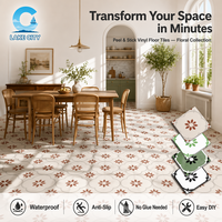 Autocollant de sol auto-adhésif, carrelage à coller, vinyle PVC 3D, imperméable, ignifuge, parquet vintage à fleurs, décoration de cuisine et de maison