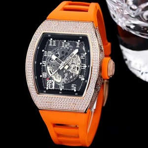 Nouvelle Arrivée 2026 Montre Mécanique de Luxe Or Rose pour Homme, Mouvement Automatique Squelette Tonneau, Montre-Bracelet Entièrement Sertie de Diamants - Product Image 2