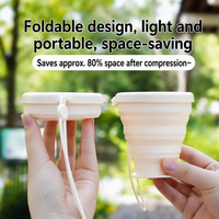 Gobelet pliable en silicone avec couvercle en liège, sangle de transport, anti-fuite, portable, sans BPA, pour le camping en plein air