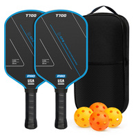 Raket Pickleball Serat Karbon T700 Profesional Ringan Inti Polimer Sarang Lebah Ofensif untuk Luar Ruangan Grosir