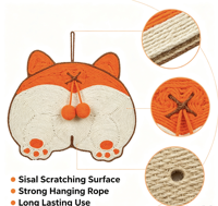 Grattoir mural en sisal pour chat, forme renard, résistant à l'usure, pour chats d'intérieur