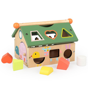Maison de <span class=keywords><strong>sagesse</strong></span> multifonctionnelle Montessori en bois jouets assortis apprentissage numérique reconnaissance de forme géométrique pour enfants et garçons - Product Image 4