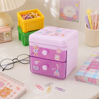 Meuble de Rangement de Bureau à 2 Tiroirs pour Dortoir, Organisateur Personnalisé pour Pinces à Cheveux, Boucles d'Oreilles, Bagues, Bijoux, Petites Breloques, Bureau, Dortoir