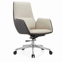 Chaise de bureau ergonomique de luxe avec cuir véritable et mousse haute densité, chaises pivotantes de direction à dossier haut de style européen