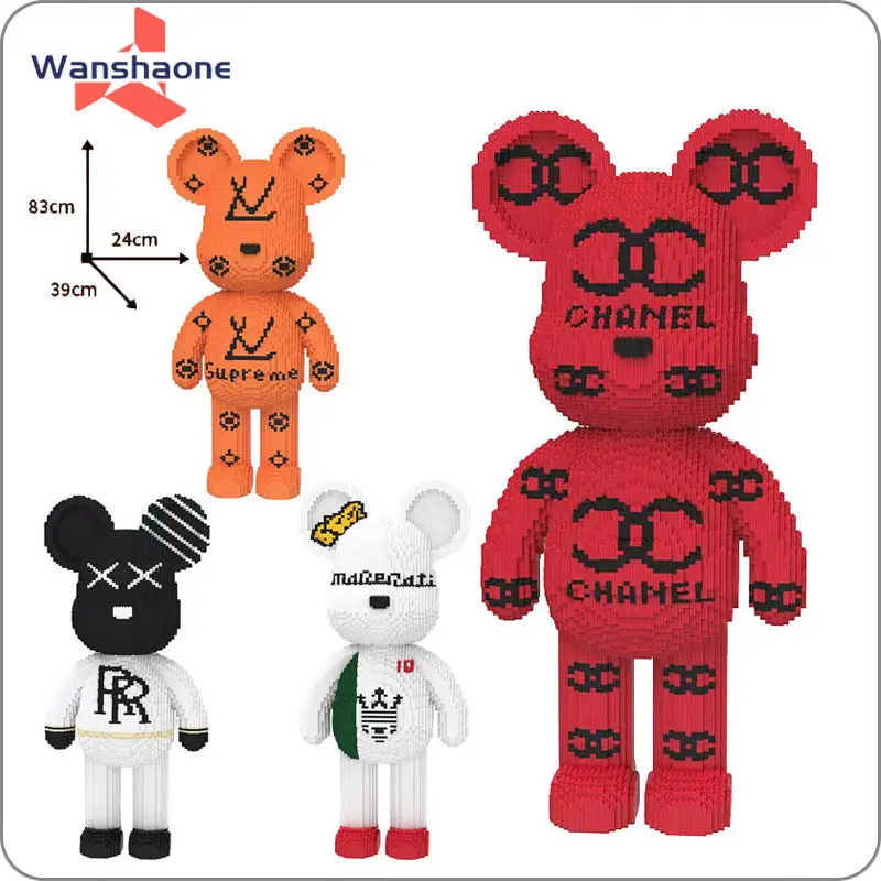 Hoge Kwaliteit Geassembleerde Bakstenen Beer Vergelijk 3d Model Diamant Micro Bakstenen Figuur Kleine Bearbrick Verbinding Bouwstenen Speelgoed