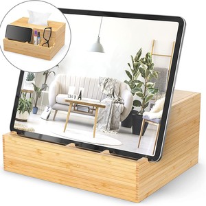 Bamboo Desk Organizer Rectangle Multi Functional Office Storage Box With Tissue Holder For Desktop Use - Product Image 2