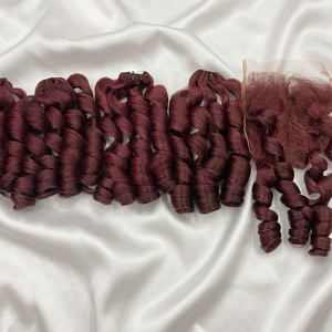 Extensiones de Cabello Humano Vietnamita 100% Rizado Color Ciruela Oscuro Urban Trend, Listas para Enviar, Sensación Ligera, Puntas Saludables y Finas - Product Image 1