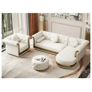 Oem Odm Woonkamer Meubels L Vorm Hoek Sectionele Sofa Set Modern Design Knop Getufte America Stijl Woonkamer Bank