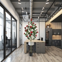 Hoge realistische kunstmatige camelia boom van plastic, milieuvriendelijke binnen-/buitendecoratie voor kantoor, koffiezaak, Kerstmis, Pasen