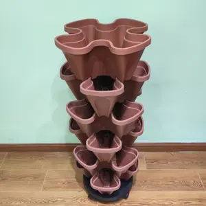 Vaso da fiori in plastica verticale impilabile per fioriere da giardino