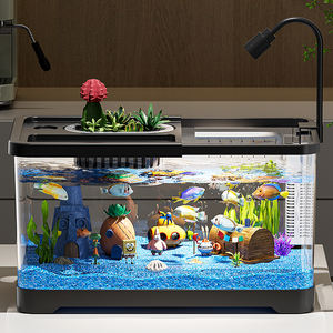 Pecera de Mesa, Mini Acuario, Lámpara Decorativa Tropical Artificial, Luz Nocturna <span class=keywords><strong>con</strong></span> Peces en Movimiento, Regalo para Niños (Enchufe USB) - Product Image 4
