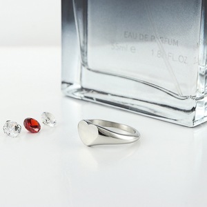 yunnique Men's Heart Shape <b>Titanium</b> Steel <b>Ring</b> Silver Color Geometric Design Gift Jewelry - Product Image 4