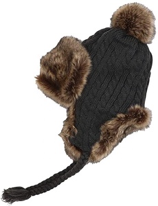 Sombrero de piel sintética para mujer, <span class=keywords><strong>gorro</strong></span> de cosaco ruso con orejera, <span class=keywords><strong>gorro</strong></span> grueso de <span class=keywords><strong>nieve</strong></span> para esquí, para mantener el calor, orejeras de lana tejidas - Product Image 3