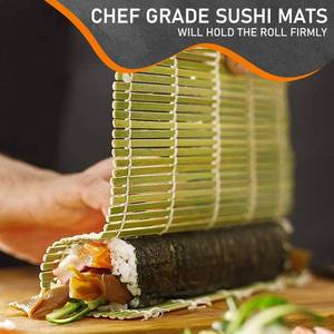 Tapis de riz en bambou <span class=keywords><strong>Sishi</strong></span> Bazooka Maker Trancheuse d'avocat Kit de fabrication de sushis avec porte-baguettes Épandeur de pagaie de riz - Product Image 5