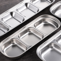 Plat à sauce pour barbecue coréen en acier inoxydable 304, écologique, épaissi, doré, plat à assaisonnement divisé pour fondue