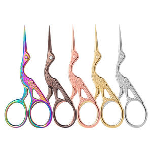 Ciseaux rétro en acier inoxydable à pointe fine en V pour le point de croix et la coupe des sourcils, usage domestique, or, argent, titane - Product Image 1