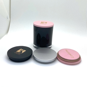 ขวดใส่เทียนเคลือบสีดำทรงกลมหรูหราดีไซน์ฝาไม้ - Product Image 4