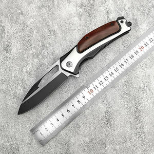 سكين جيب قابل للطي محمول للصيد والتخييم مصنوع من فولاذ 5Cr13Mov وفولاذ 420 مع مقبض خشبي ملون - Product Image 2