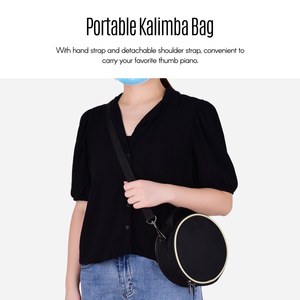 Étui souple pour kalimba portable, en tissu imperméable, forme circulaire, sac de rangement multifonctionnel rond avec sangle réglable - Product Image 5