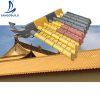 Tuile de toiture en polymère de style asiatique couleur dorée pour le taoïsme, le bouddhisme, la maison traditionnelle chinoise de luxe