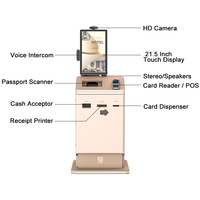 Kiosque d'enregistrement en libre-service pour hôtel avec lecteur de passeport et distributeur de cartes-clés, option sur pied et sur table