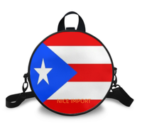 Tas Bahu Bendera Pohnpei untuk Wanita Tas Tangan Bulat PU dengan Ritsleting untuk Penggunaan Sehari-hari Dompet Ponsel Tas Selempang Wanita Trendi