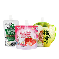 Op maat gemaakte aardbeien fruitsap verpakkingen Doypack spout bags dranken verpakkingen staande spout pouches voor sapvulmachines