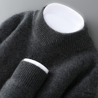 Reiner Wollpullover für Herren, Herbst und Winter Halbrollkragen Verdickter Weicher und Lockerer Pullover Strick-Basisshirt Kaschmirpullover