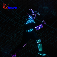 Costume de danse robot LED, ensemble d'armure lumineuse avec casque pour rave, concert, boîte de nuit, carnaval, fête, scène, cosplay, spectacle commercial