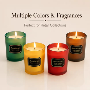 Luxury Colorful Matte Glass Jar Scented <b>Candle</b> with Wooden Lid Natural Soy Wax Aromatherapy Private Label Home Decor Gift <b>Set</b> - Product Image 2