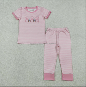 Ropa para bebé niña, ropa al por mayor de China, conjunto de ropa con pantalones deportivos para niñas con estampado de lazos rosas - Product Image 3