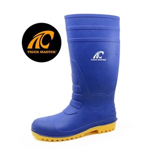 Bottes de sécurité en PVC à embout d'acier, certifiées CE, antidérapantes, imperméables, résistantes à l'huile, aux acides et aux alcalis, anti-perforation, pour la construction, OEM - Product Image 1